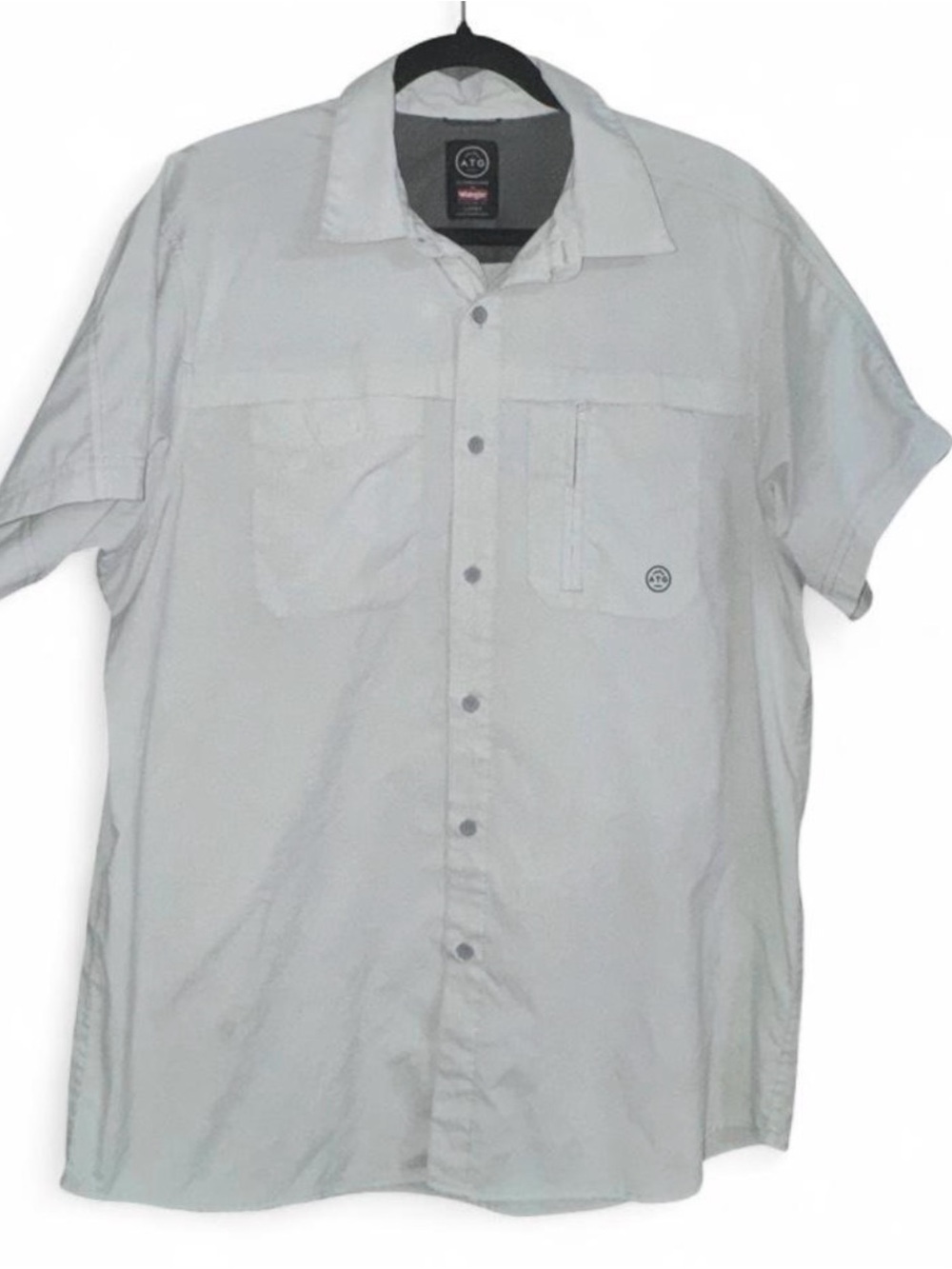 Wrangler ATG Light Gray Short Sleeve Button-Down Casual Shirt